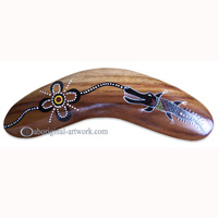 Aboriginal Dot Art Standard Boomerang, Hand Carved From Sono Wood