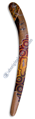 Aboriginal Dot Art Klling Boomerang, Hand Carved From Sono Wood. 