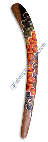 Aboriginal Dot Art Klling Boomerang, Hand Carved From Sono Wood.