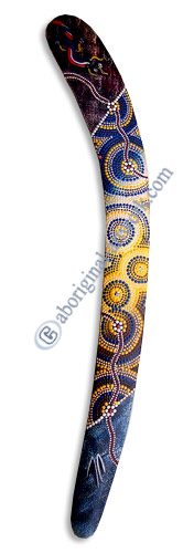 Aboriginal Dot Art Klling Boomerang, Hand Carved From Sono Wood.
