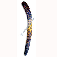 Aboriginal Dot Art Klling Boomerang, Hand Carved From Sono Wood.