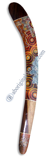 Aboriginal Dot Art Klling Boomerang, Hand Carved From Sono Wood.