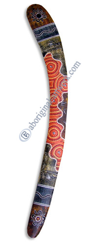 Aboriginal Dot Art Klling Boomerang, Hand Carved From Sono Wood.