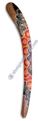 Aboriginal Dot Art Klling Boomerang, Hand Carved From Sono Wood.