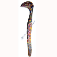 Aboriginal Dot Art Hook Boomerang, Hand Carved From Sono Wood.