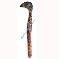 Aboriginal Dot Art Hook Boomerang, Hand Carved From Sono Wood.