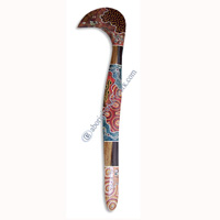 Aboriginal Dot Art Hook Boomerang, Hand Carved From Sono Wood.