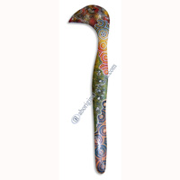 Aboriginal Dot Art Hook Boomerang, Hand Carved From Sono Wood.