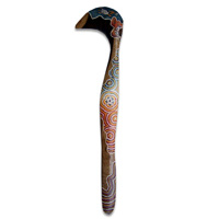 Aboriginal Dot Art Hook Boomerang, Hand Carved From Sono Wood.