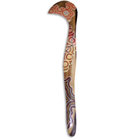 Aboriginal Dot Art Hook Boomerang, Hand Carved From Sono Wood.