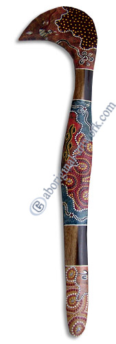 Aboriginal Dot Art Hook Boomerang, Hand Carved From Sono Wood.