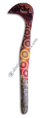 Aboriginal Dot Art Hook Boomerang, Hand Carved From Sono Wood.