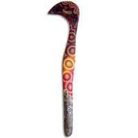 Aboriginal Dot Art Hook Boomerang, Hand Carved From Sono Wood.