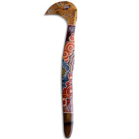 Aboriginal Dot Art Hook Boomerang, Hand Carved From Sono Wood.