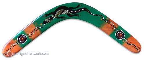Aboriginal Dot Art Returning Boomerang, Hand Carved From Plywood