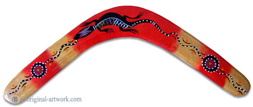 Aboriginal Dot Art Returning Boomerang, Hand Carved From Plywood