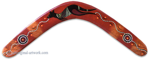 Aboriginal Dot Art Returning Boomerang, Hand Carved From Plywood