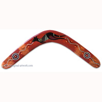 Aboriginal Dot Art Returning Boomerang, Hand Carved From Plywood