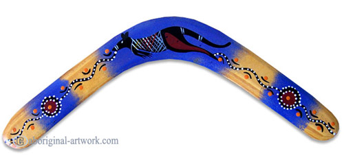 Aboriginal Dot Art Returning Boomerang, Hand Carved From Plywood
