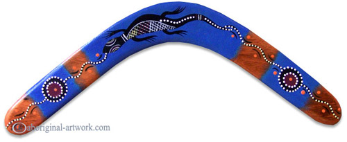 Aboriginal Dot Art Returning Boomerang, Hand Carved From Plywood