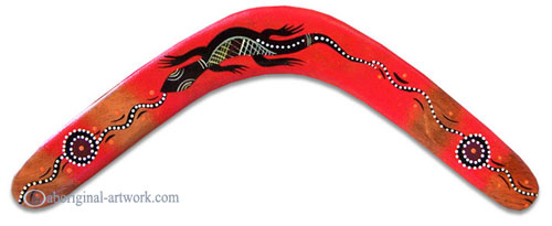 Aboriginal Dot Art Returning Boomerang, Hand Carved From Plywood