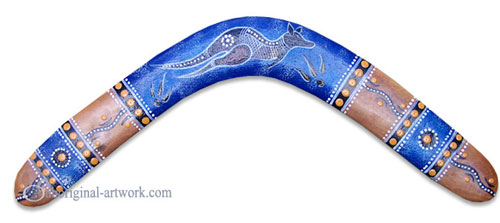 Aboriginal Dot Art Returning Boomerang, Hand Carved From Plywood