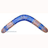 Aboriginal Dot Art Returning Boomerang, Hand Carved From Plywood