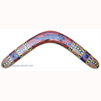 Aboriginal Dot Art Returning Boomerang, Hand Carved From Plywood