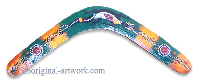 Aboriginal Dot Art Returning Boomerang, Hand Carved From Plywood