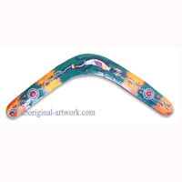 Aboriginal Dot Art Returning Boomerang, Hand Carved From Plywood