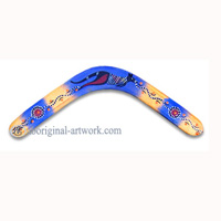 Aboriginal Dot Art Returning Boomerang, Hand Carved From Plywood