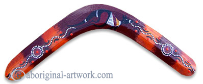 Aboriginal Dot Art Returning Boomerang, Hand Carved From Plywood