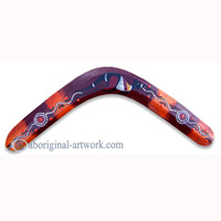 Aboriginal Dot Art Returning Boomerang, Hand Carved From Plywood