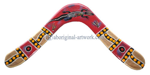 Aboriginal Dot Art Returning Boomerang, Hand Carved From Plywood