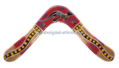 Aboriginal Dot Art Returning Boomerang, Hand Carved From Plywood