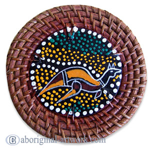 Aboriginal Rattan Coaster Set Of 4