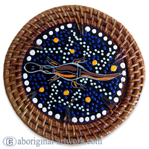 Aboriginal Rattan Coaster Set Of 4