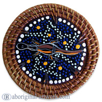 Aboriginal Rattan Coaster Set Of 4