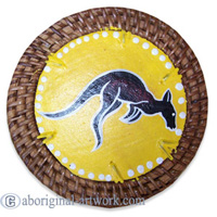 Aboriginal Rattan Coaster Set Of 4