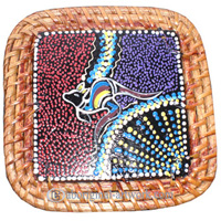 Aboriginal Rattan Coaster Set Of 4