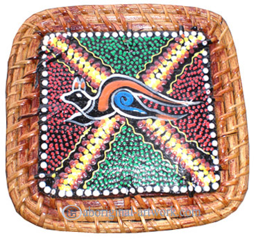 Aboriginal Rattan Coaster Set Of 4