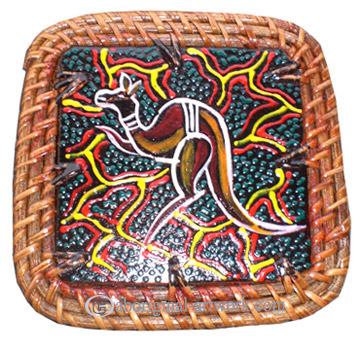Aboriginal Rattan Coaster Set Of 4