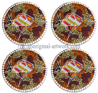 Aboriginal Wooden Coaster Set Of 4