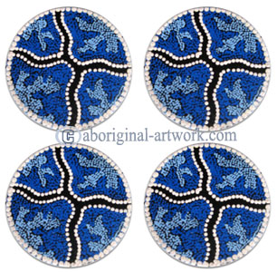 Aboriginal Wooden Coaster Set Of 4