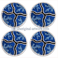 Aboriginal Wooden Coaster Set Of 4