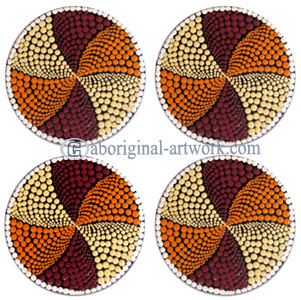 Aboriginal Wooden Coaster Set Of 4
