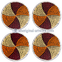 Aboriginal Wooden Coaster Set Of 4