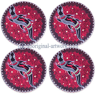 Aboriginal Wooden Coaster Set Of 4