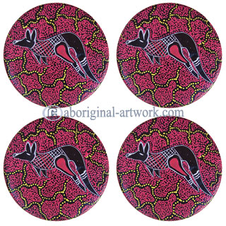 Aboriginal Wooden Coaster Set Of 4