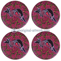 Aboriginal Wooden Coaster Set Of 4